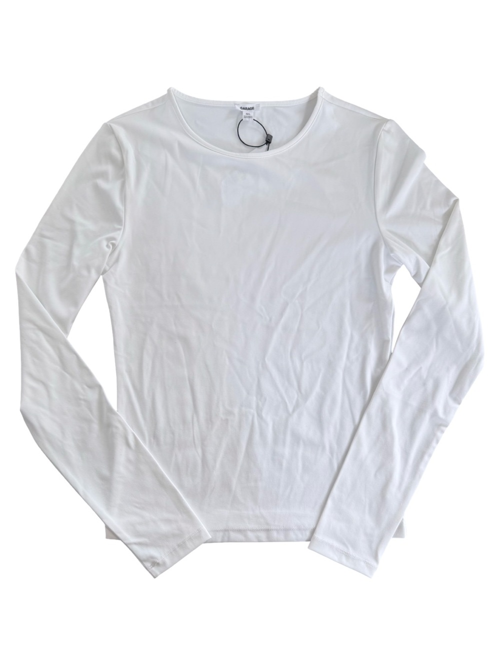 Garage White Sleek Crewneck Long Sleeve Top NWT Size L - Picture 5 of 8